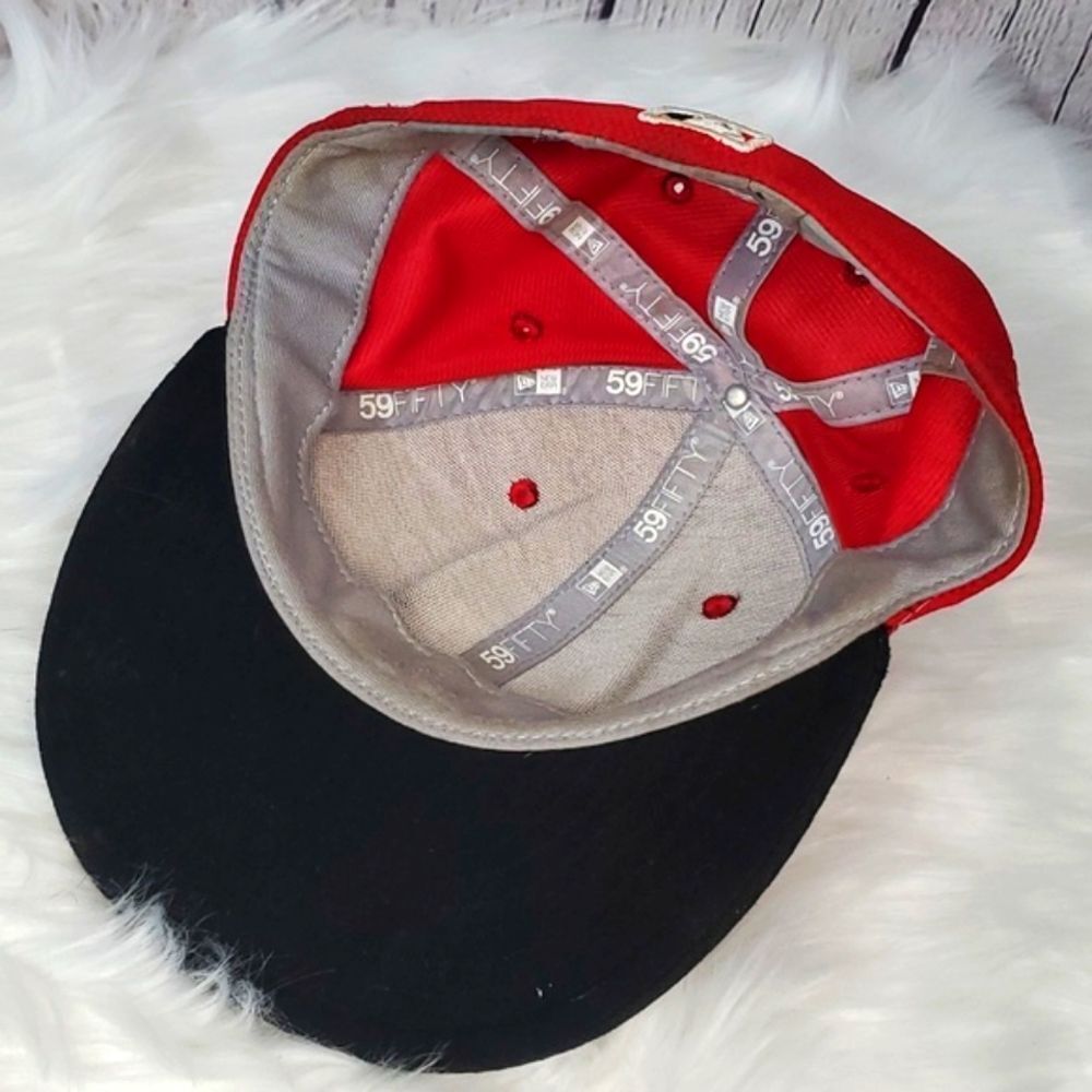 MLB Ohio Cincinnati Reds Red Baseball 59Fifty Size 7 New Era Fitted Baseball Hat - Picture 13 of 17